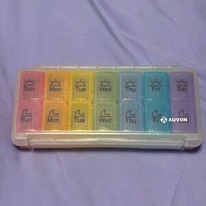 Auvon Rainbow 7-Day Pill Organizer - Multicolor Weekly Medication Case